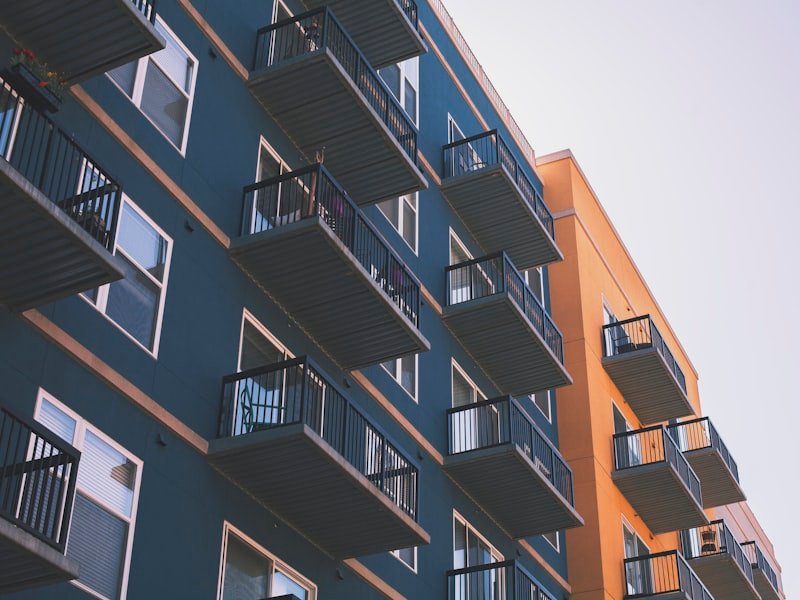 Apartment building with rows of balconies